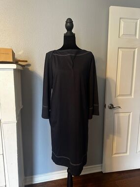 Suzanne Betro Navy Dress with White Stitching